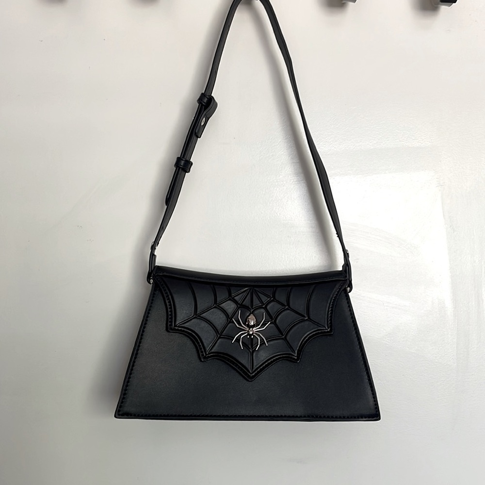 SugarBones Lilith Spiderweb bag in Black and Silver